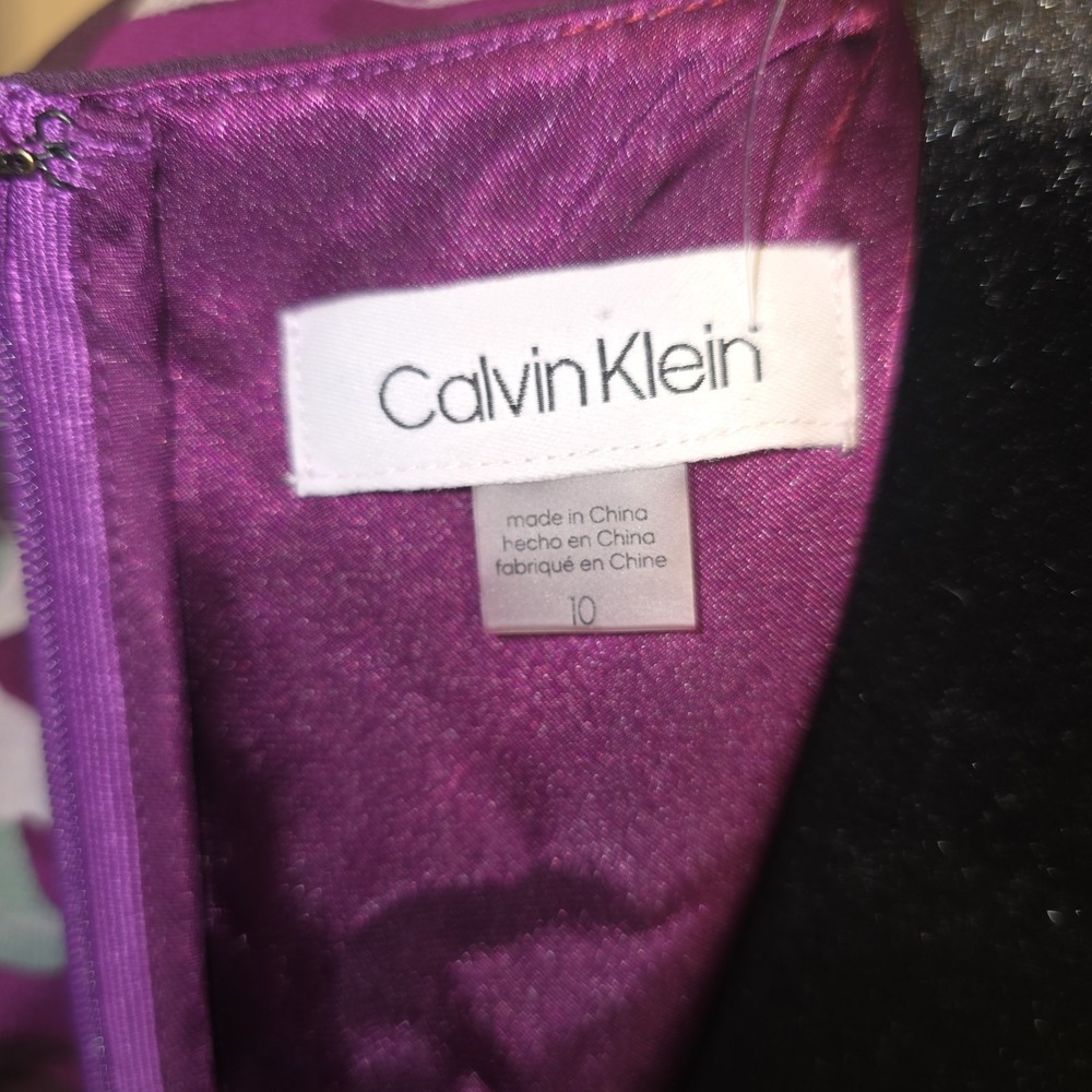 Calvin Klein Chiffon Flutter Sleeve Maxi Dress Womens Size 10 Floral Purple NWOT - Picture 6 of 6